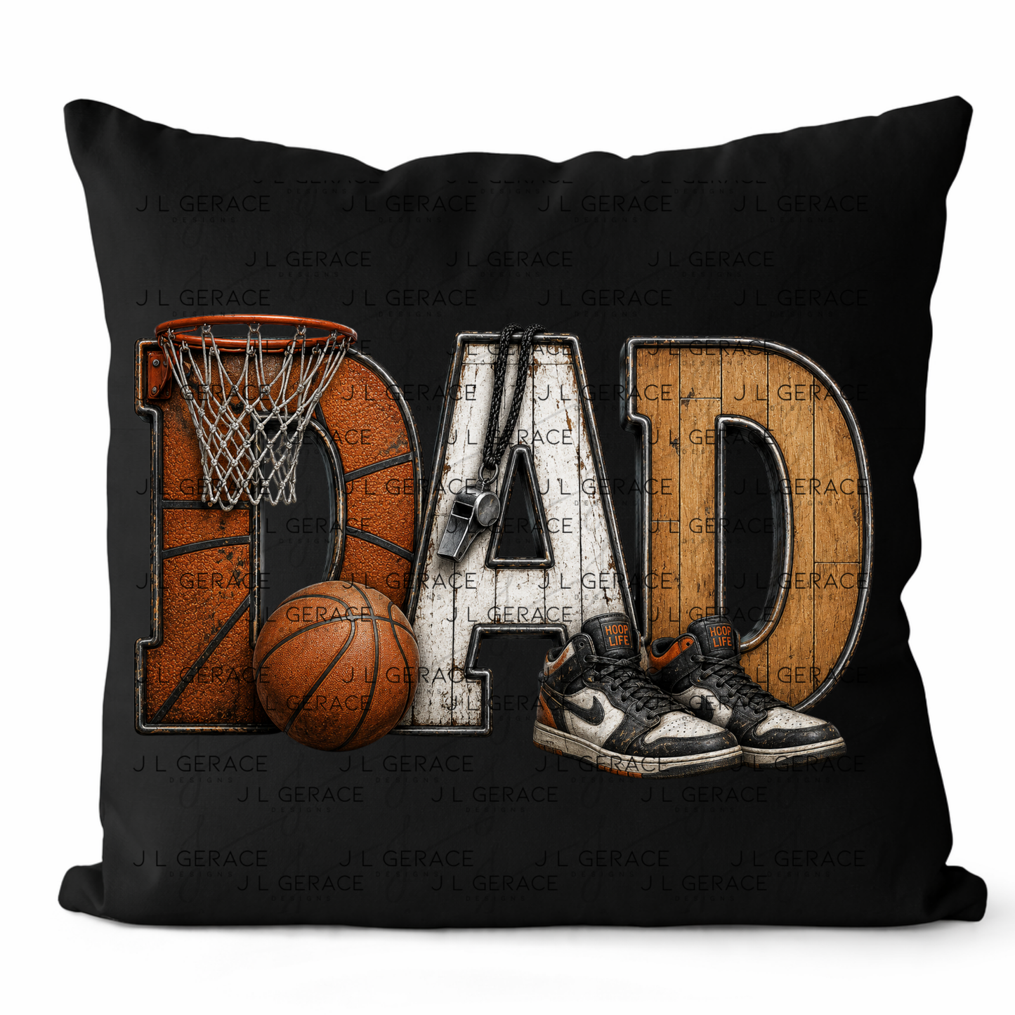 Dad PNG – Basketball Hoop Life Design with Ball Sneakers and Whistle