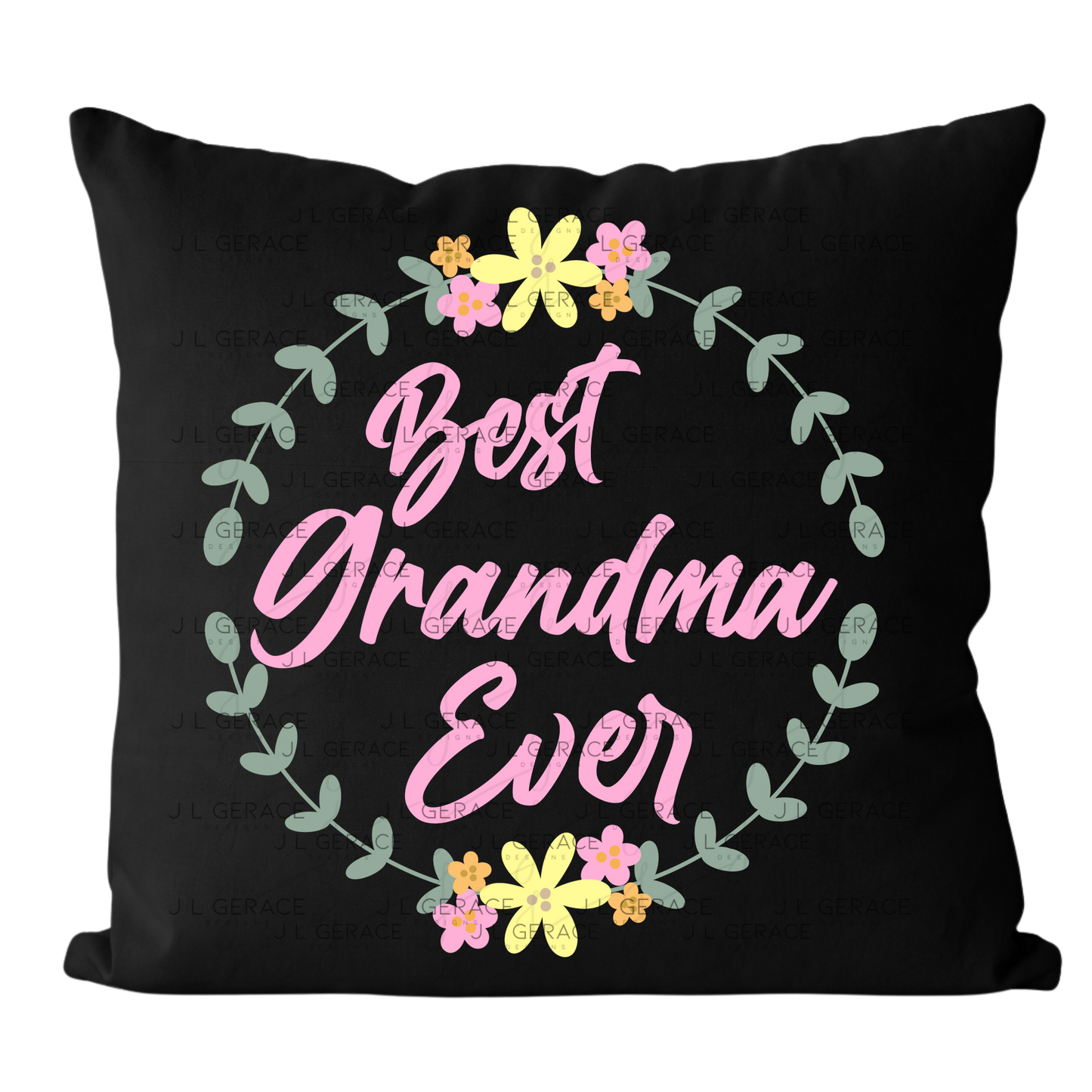 Best Grandma Ever PNG – Floral Wreath Script Sublimation Design