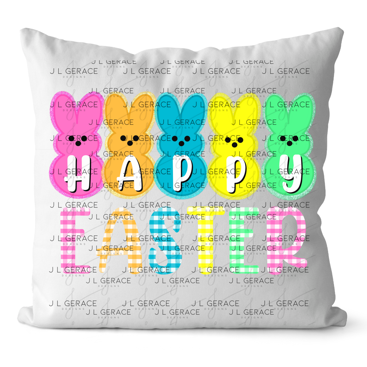 Happy Easter Bunny Clipart Sublimation PNG Gingham Glitter Peeps Bunny Design