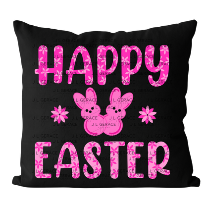 Happy Easter Pink Bunny Peep Flowers Clipart Sublimation PNG