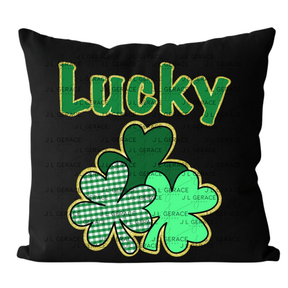 Lucky Shamrock Trio PNG – Gold Glitter Outline St Patrick Clover Design