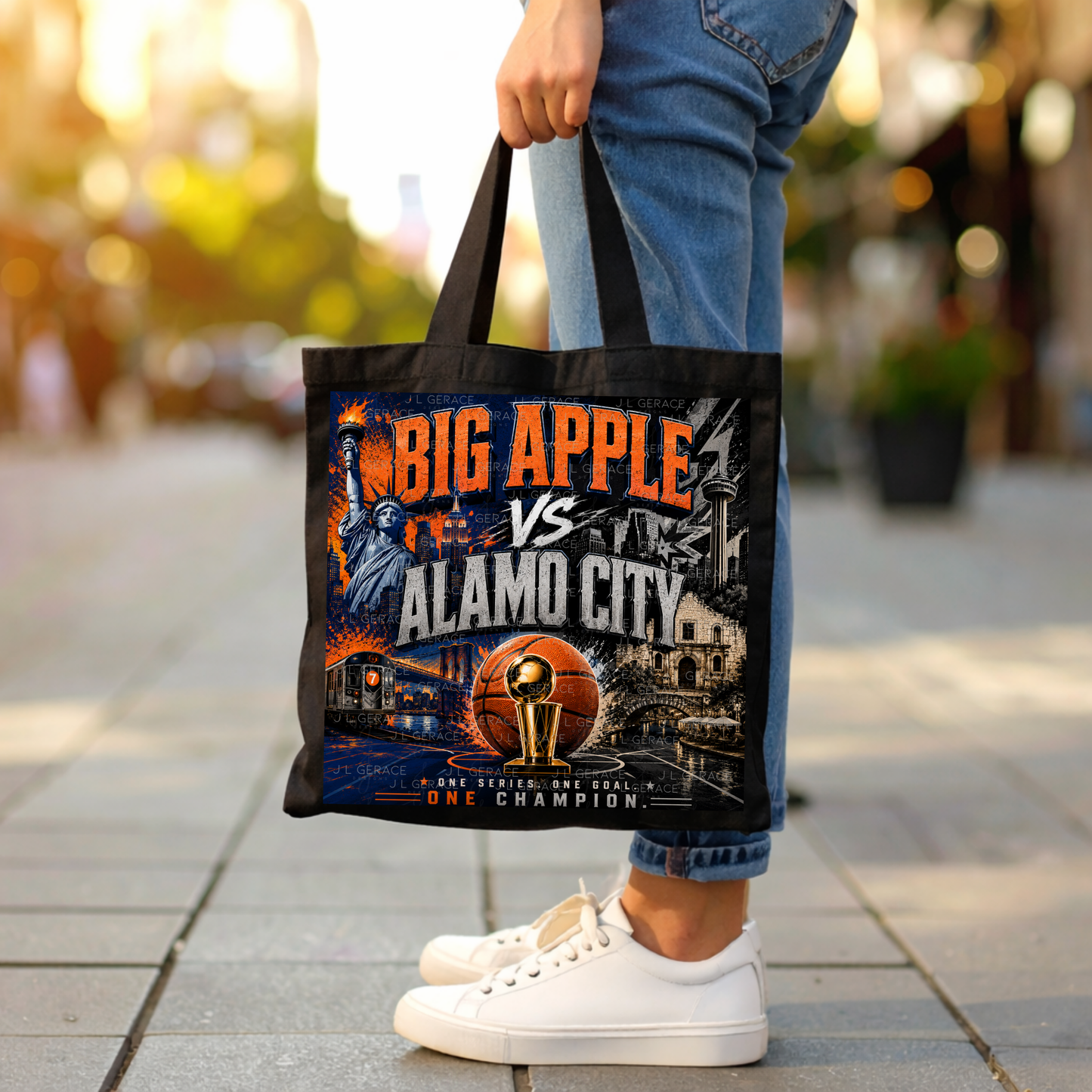 Big Apple vs Alamo City Basketball Championship PNG Design
