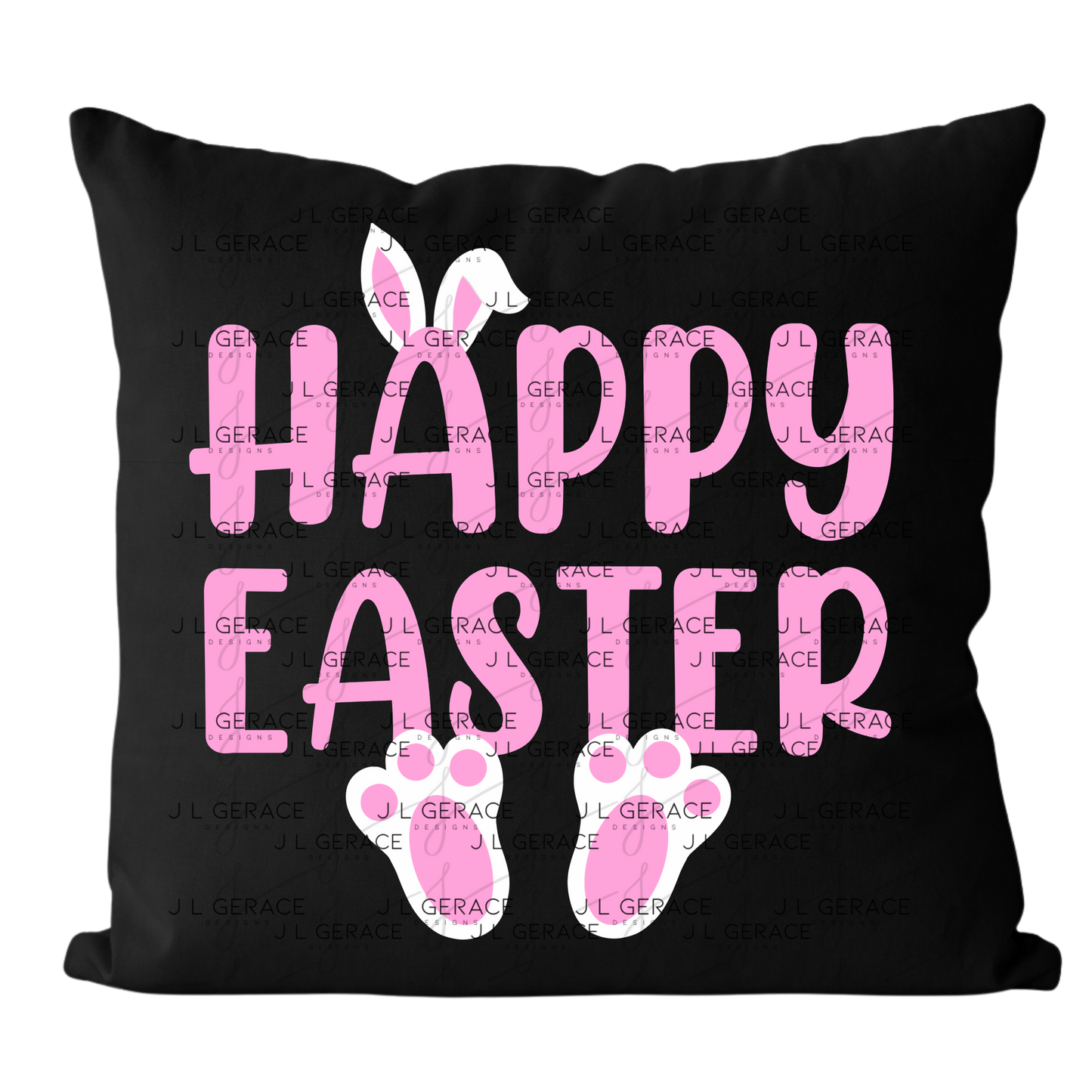 Happy Easter Bunny Ears and Feet Pink PNG