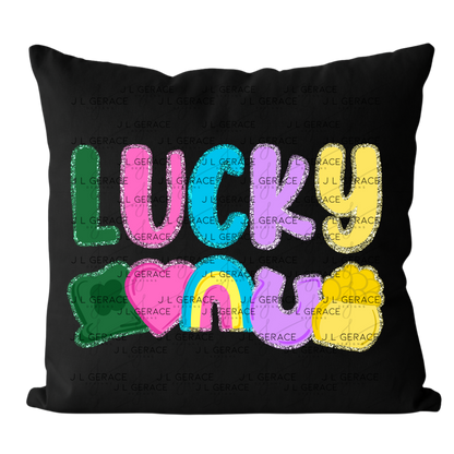 Lucky with charms - Solid Glitter Outline PNG
