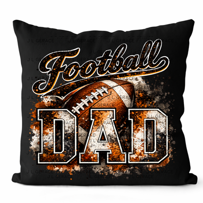 Football Dad PNG – Orange Black Paint Splatter Sports Design with Football