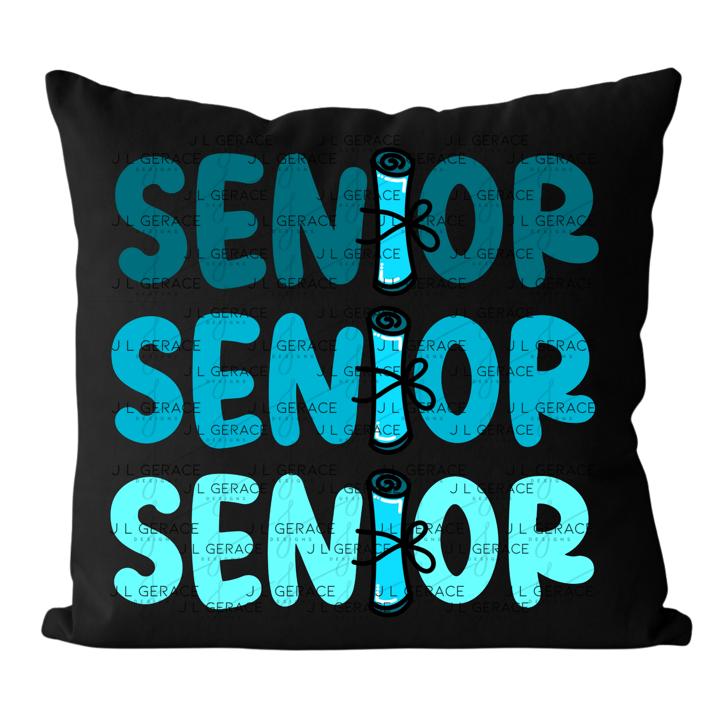 Senior PNG – Teal Diploma Graduation Lettering Design