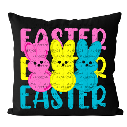 EASTER EASTER EASTER Bunnies Pink - Yellow - Blue PNG