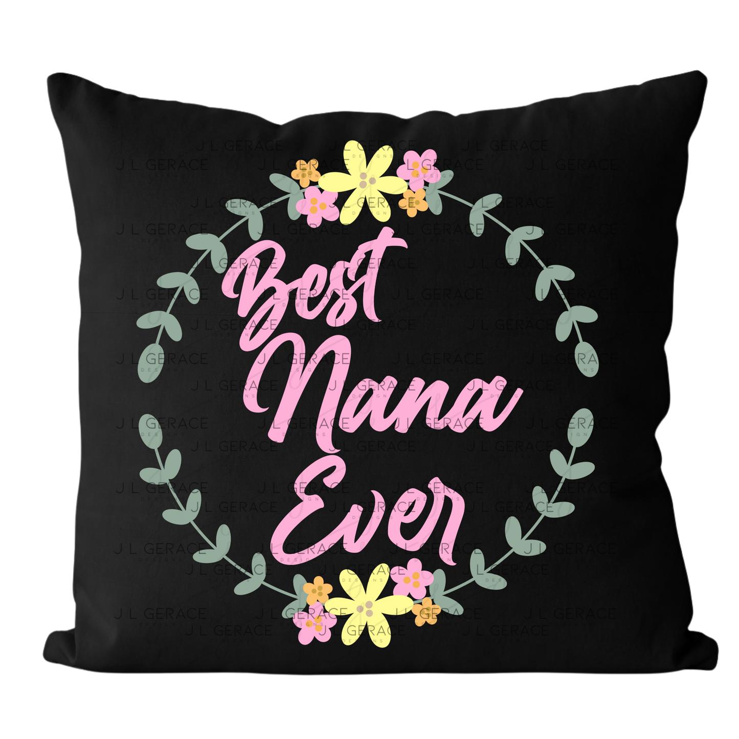 Best Nana Ever PNG – Floral Wreath Script Sublimation Design