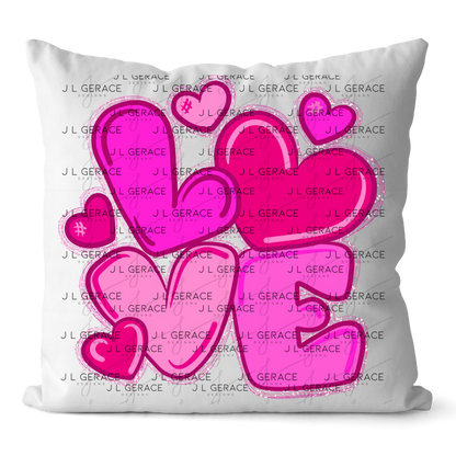 Pink Love Bubble Letter PNG with hearts String Glitter Outline