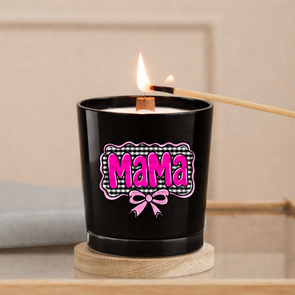 Mama PNG – Hot Pink Glossy Lettering with Gingham Background & Bow