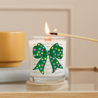 St Patrick Lucky Bow PNG, Rainbow Shamrock Glitter Bow Design, Sublimation PNG Download