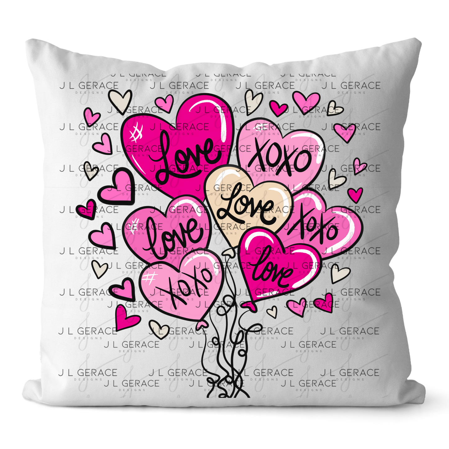 Pink Love & XOXO Heart Balloon Bouquet PNG