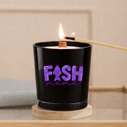 Fish Mama PNG – Purple Fishing Design with Fish Silhouette Letter