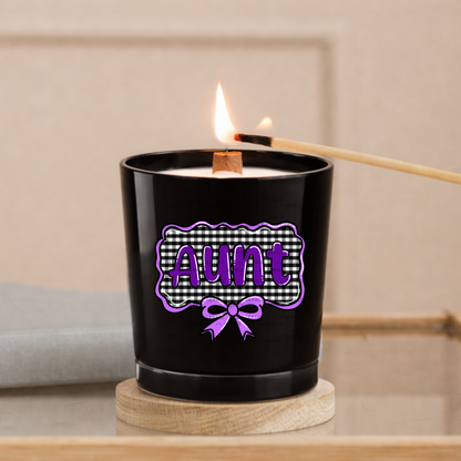 Aunt PNG – Purple Glossy Lettering with Gingham Background & Bow