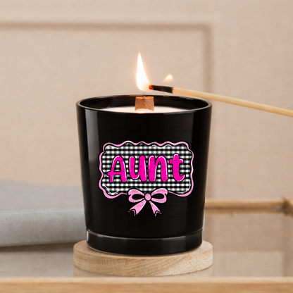 Aunt PNG – Pink Glossy Lettering with Gingham Background & Bow