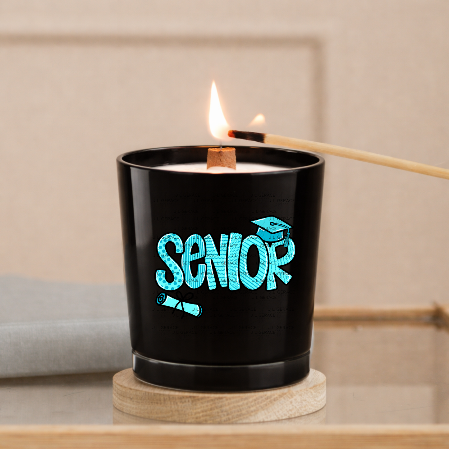 Senior PNG – Teal Pattern Graduation Sublimation Design