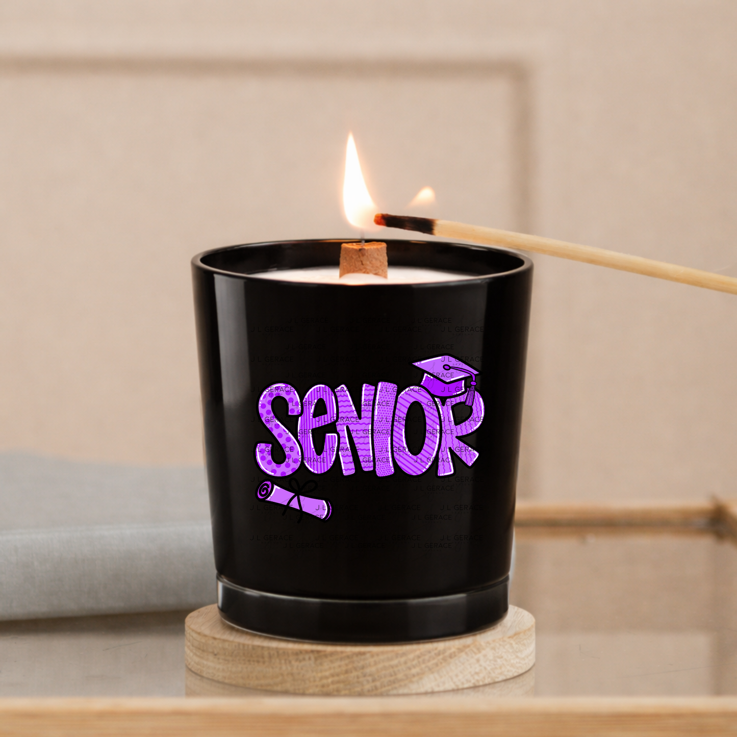 Senior PNG – Purple Pattern Graduation Sublimation Design