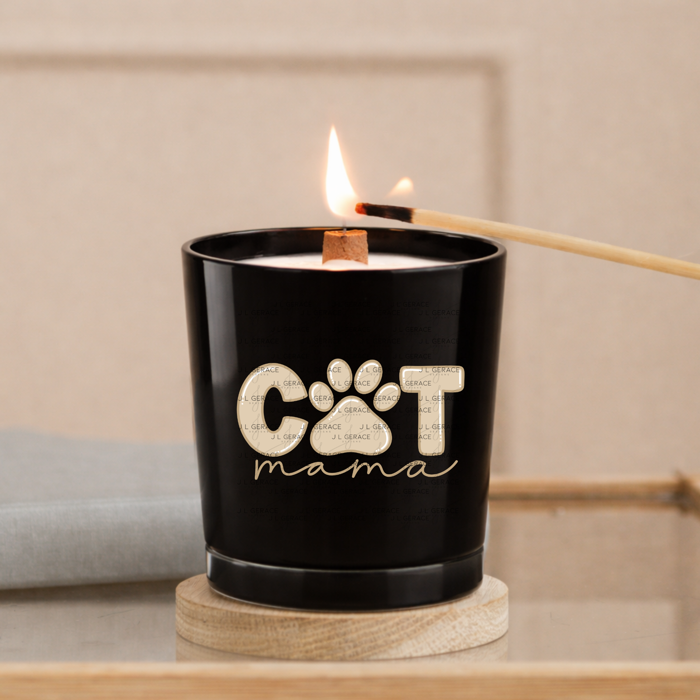 Cat Mama PNG – Neutral Tan Paw Print Pet Lover Sublimation Design