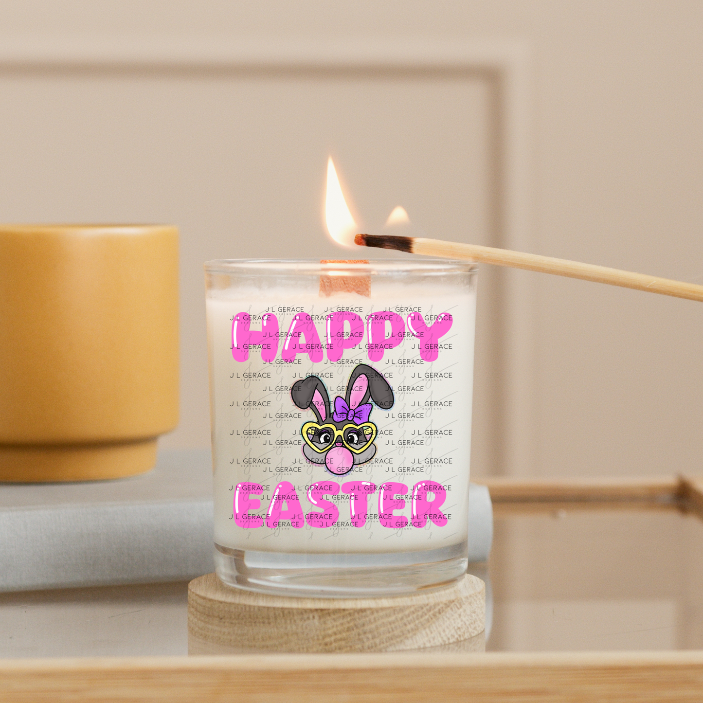 Happy Easter Bunny Bubblegum Rainbow Glitter Clipart Sublimation PNG
