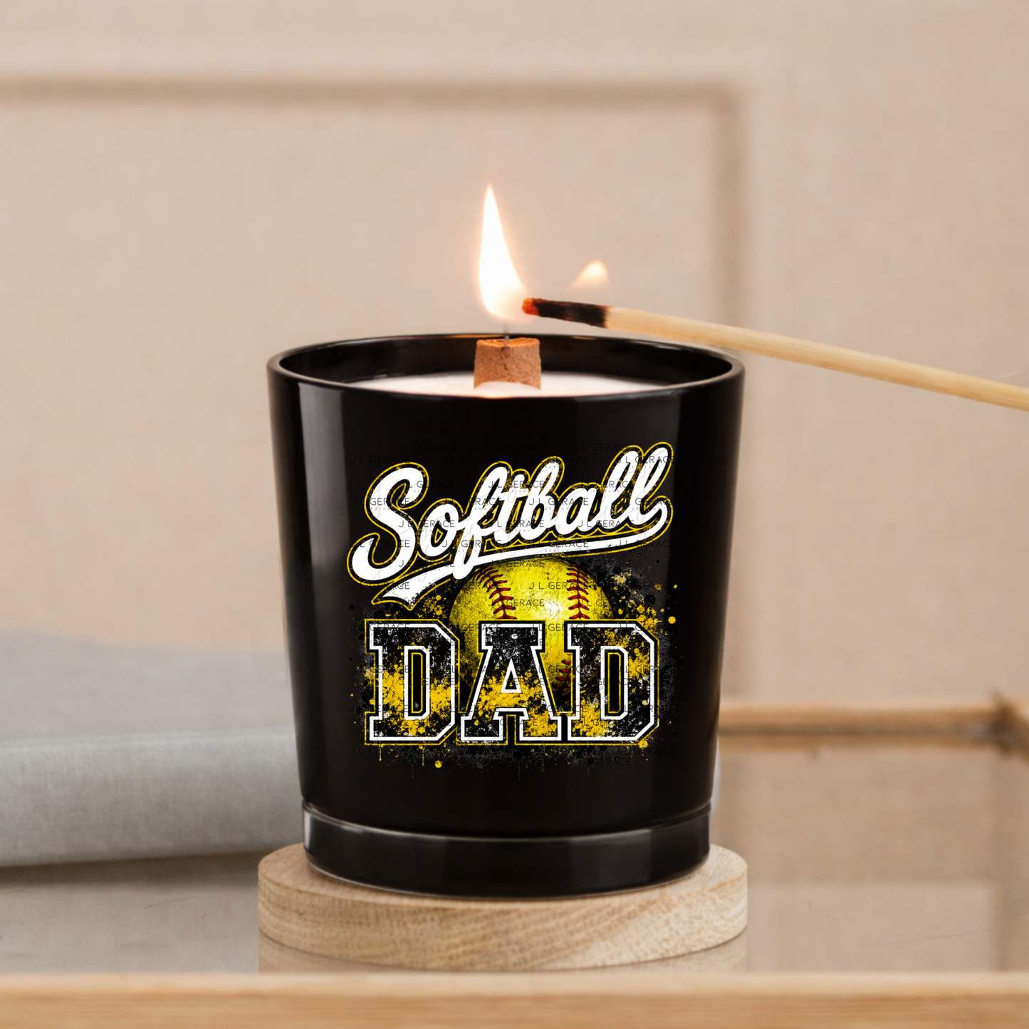 Softball Dad PNG – Yellow Black Paint Splatter Sports Design with Softball