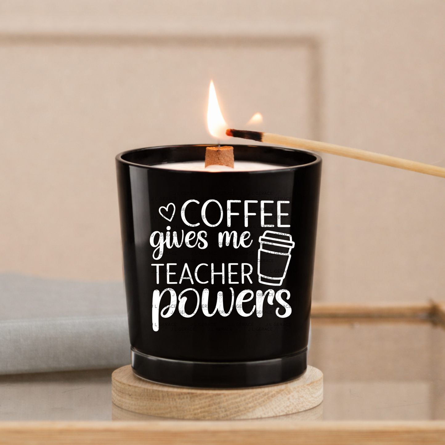Coffee Gives Me Teacher Powers Black and White PNG (2 Colors)