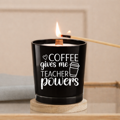 Coffee Gives Me Teacher Powers Black and White PNG (2 Colors)