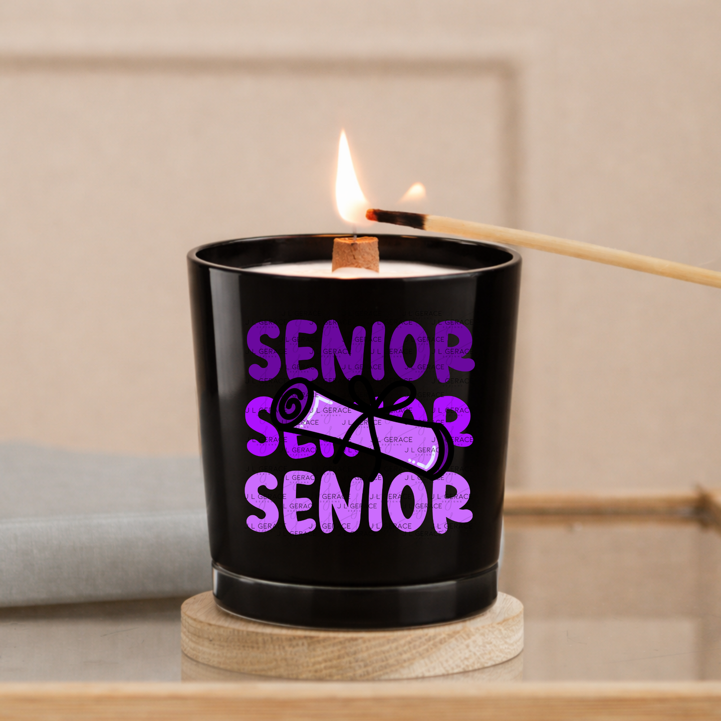 Senior PNG – Purple Diploma Graduation Lettering Design