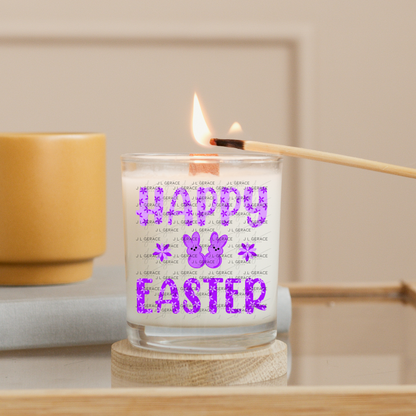 Happy Easter Purple Bunny Peep Flowers Clipart Sublimation PNG
