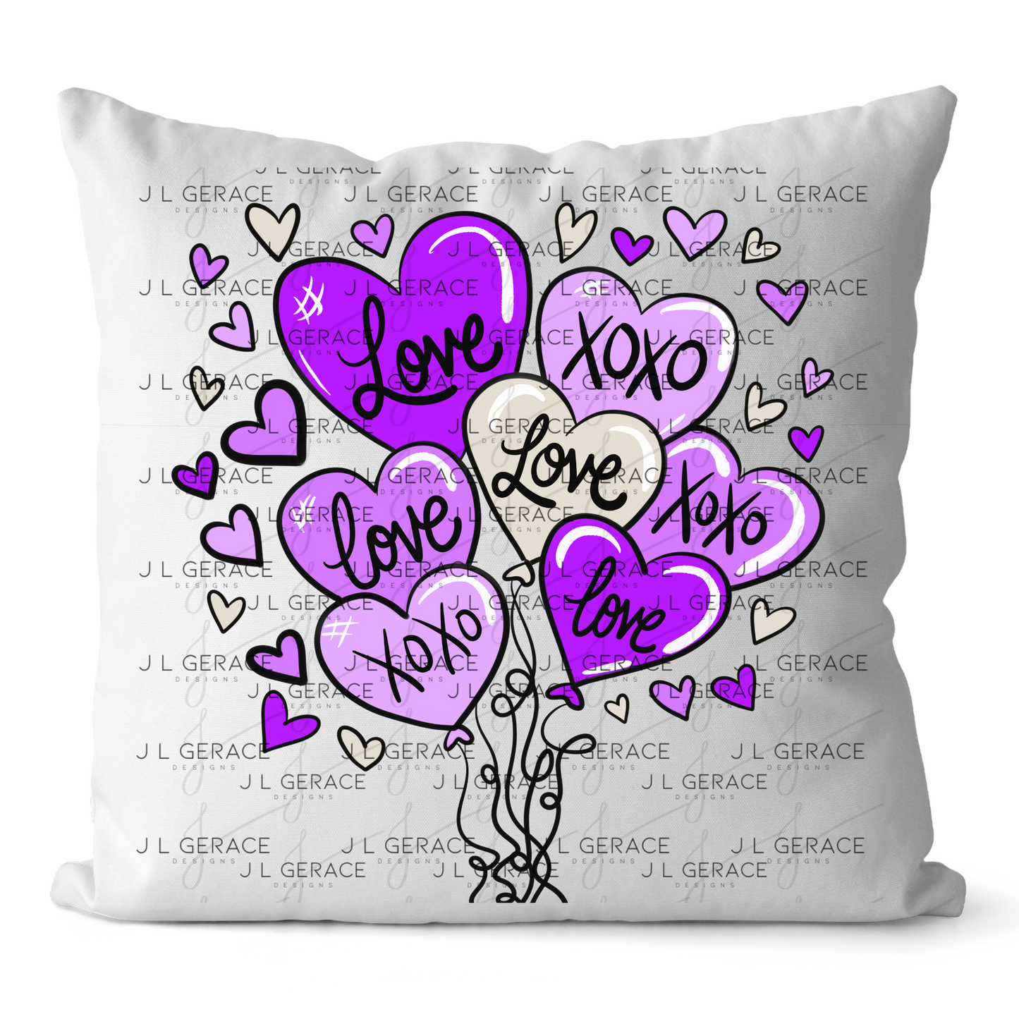 Purple Love & XOXO Heart Balloon Bouquet PNG