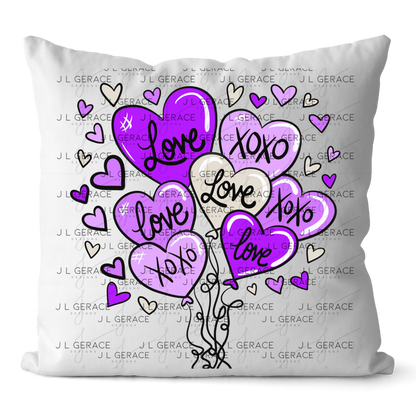 Purple Love & XOXO Heart Balloon Bouquet PNG