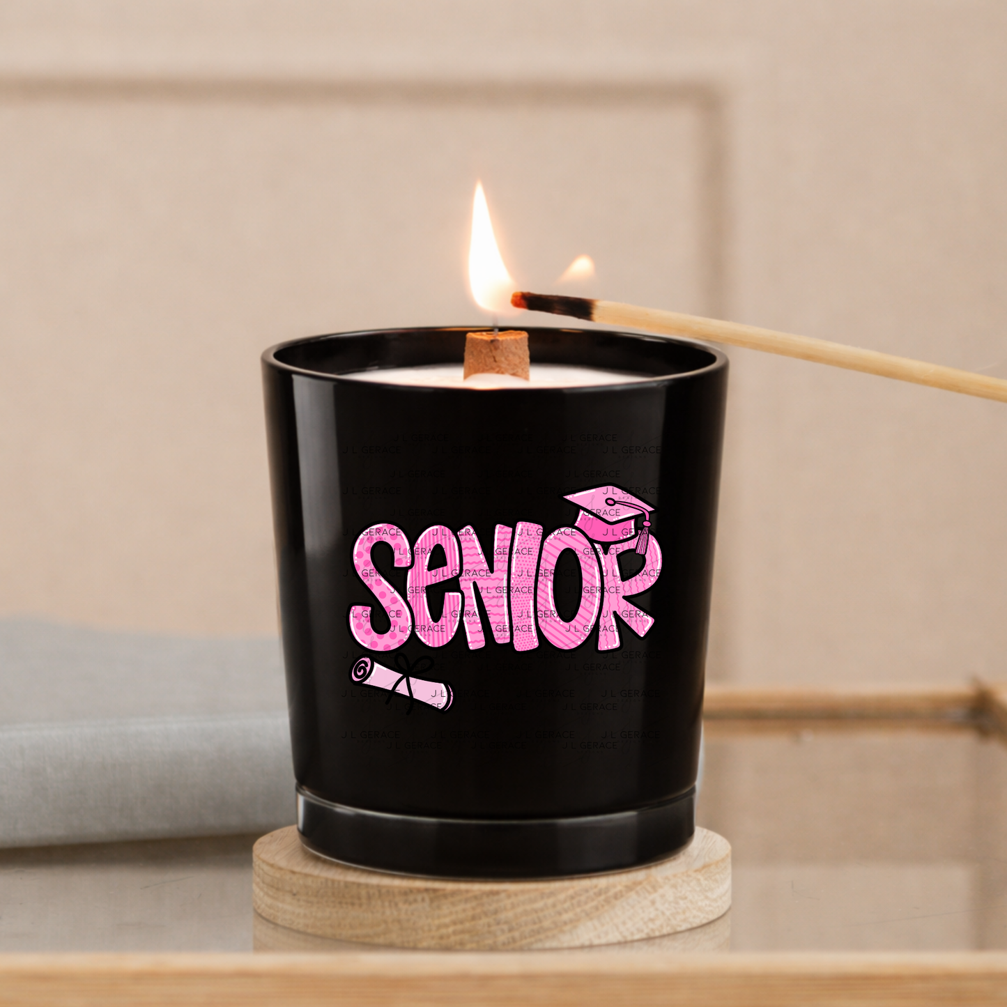Senior PNG – Pink Pattern Graduation Sublimation Design