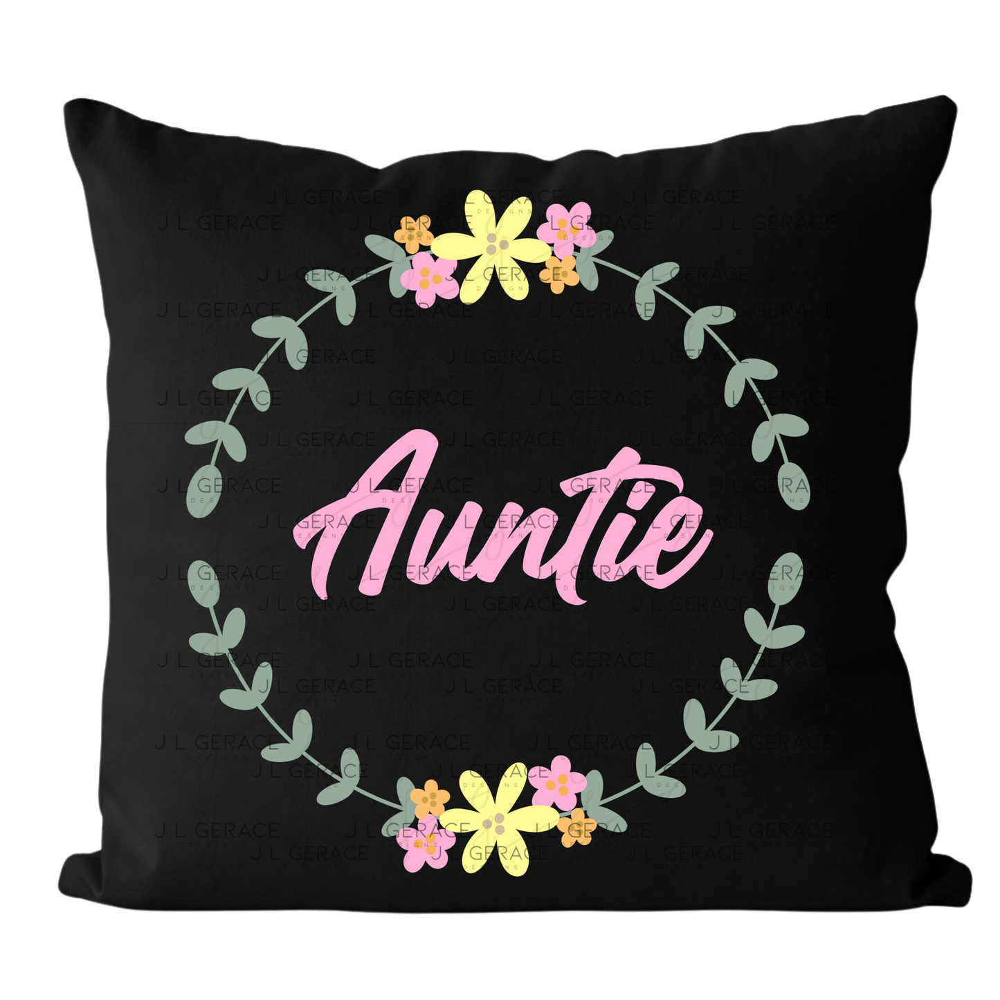 Auntie PNG – Floral Wreath Script Sublimation Design