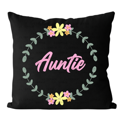 Auntie PNG – Floral Wreath Script Sublimation Design
