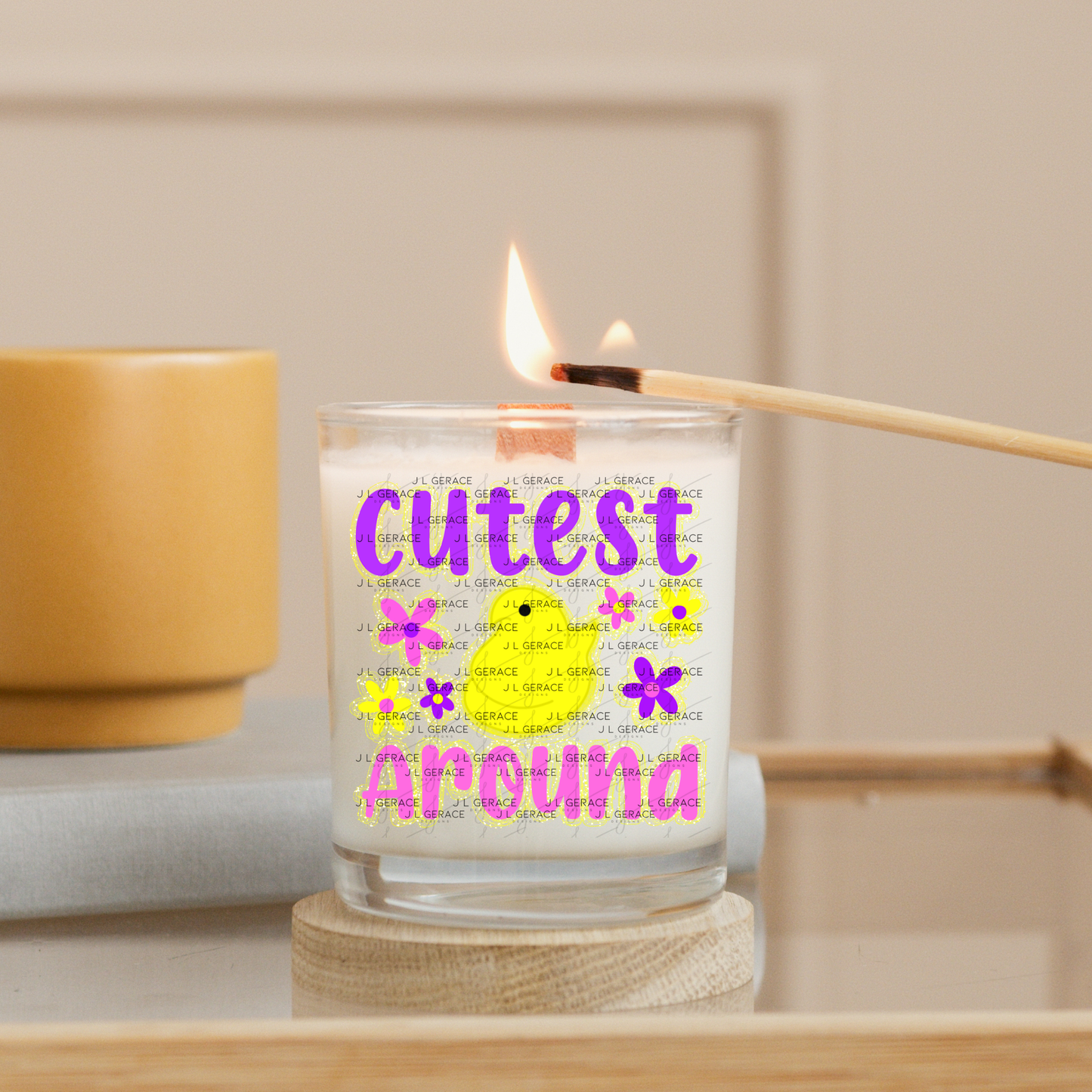 Cutest Chick Around Yellow String Glitter Outline PNG