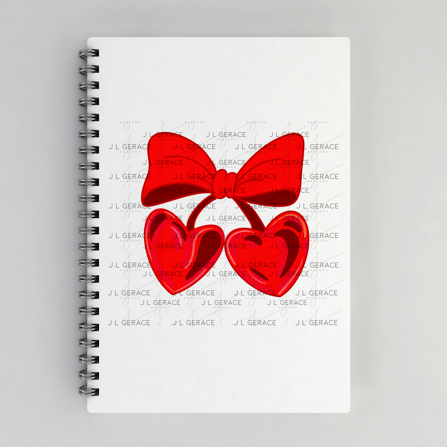 Red Heart Cherries PNG with Bow Glossy Solid Design