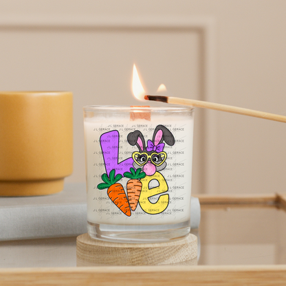 LOVE Easter Bunny with Carrots - Chunky Glitter Outline PNG