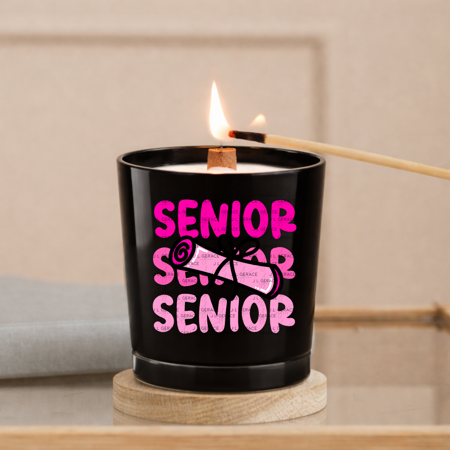 Senior PNG – Pink Diploma Graduation Lettering Design