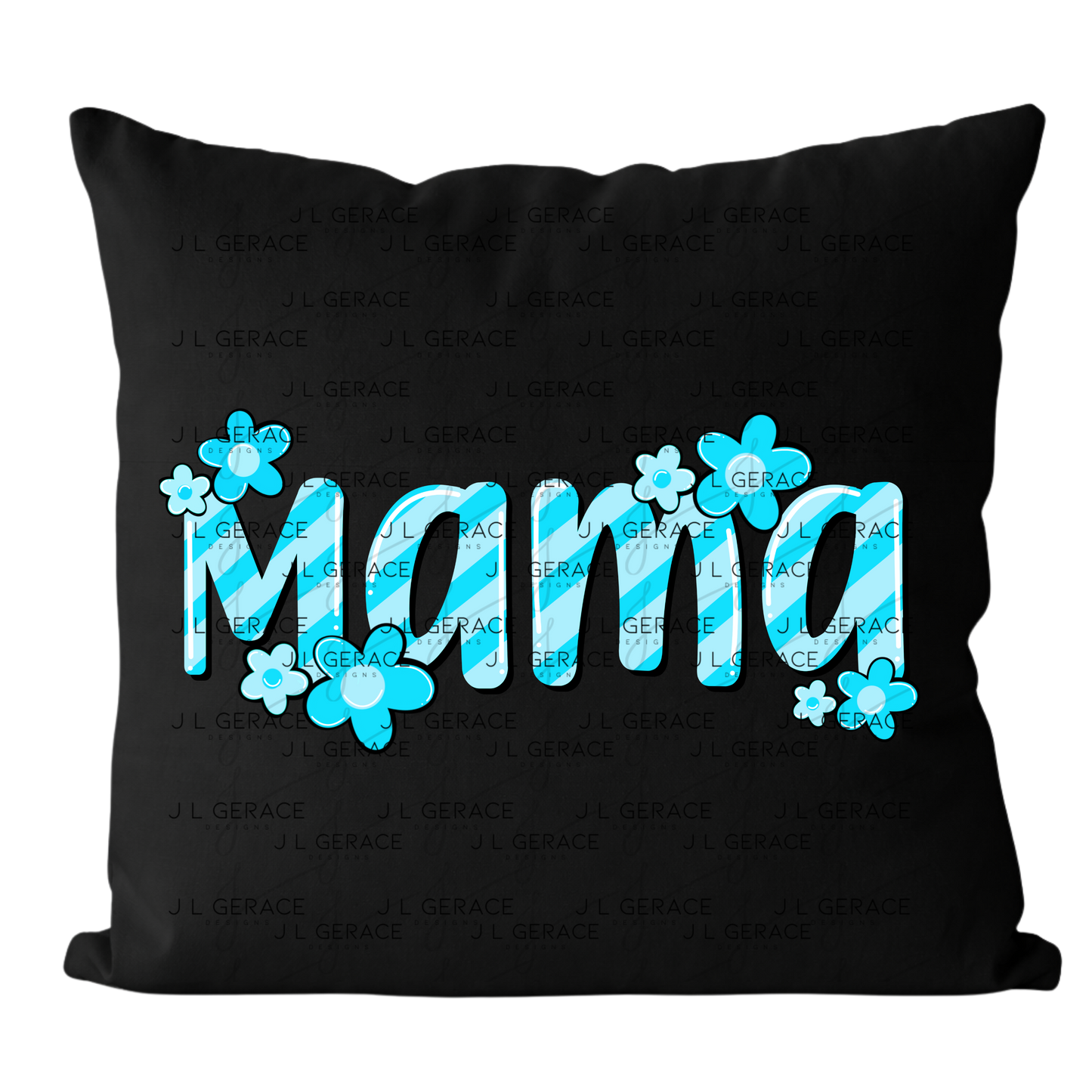 Mama Daisy Floral Blue PNG Design