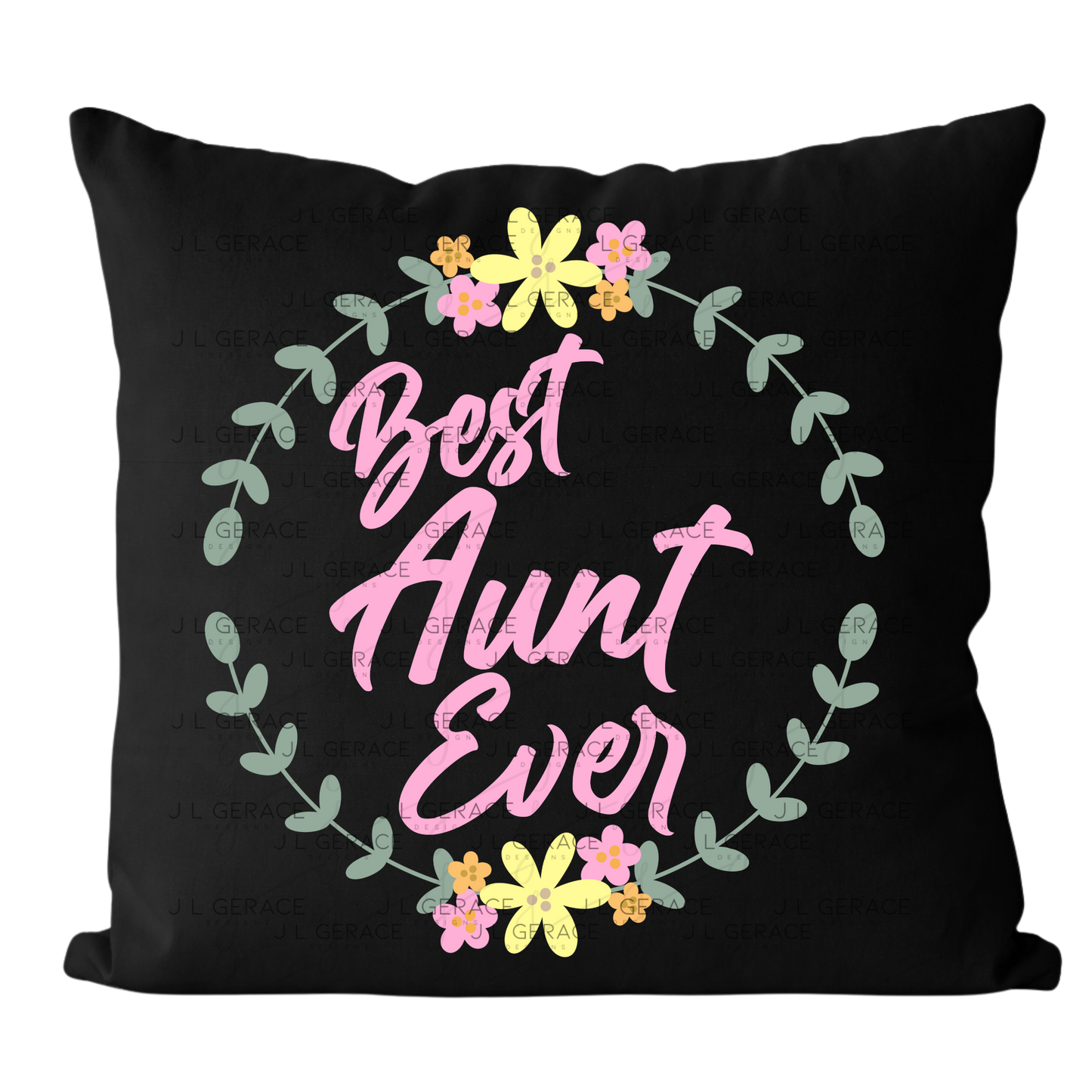 Best Aunt Ever PNG – Floral Wreath Script Sublimation Design