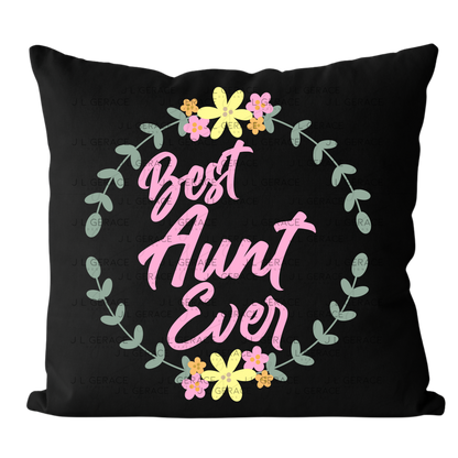 Best Aunt Ever PNG – Floral Wreath Script Sublimation Design