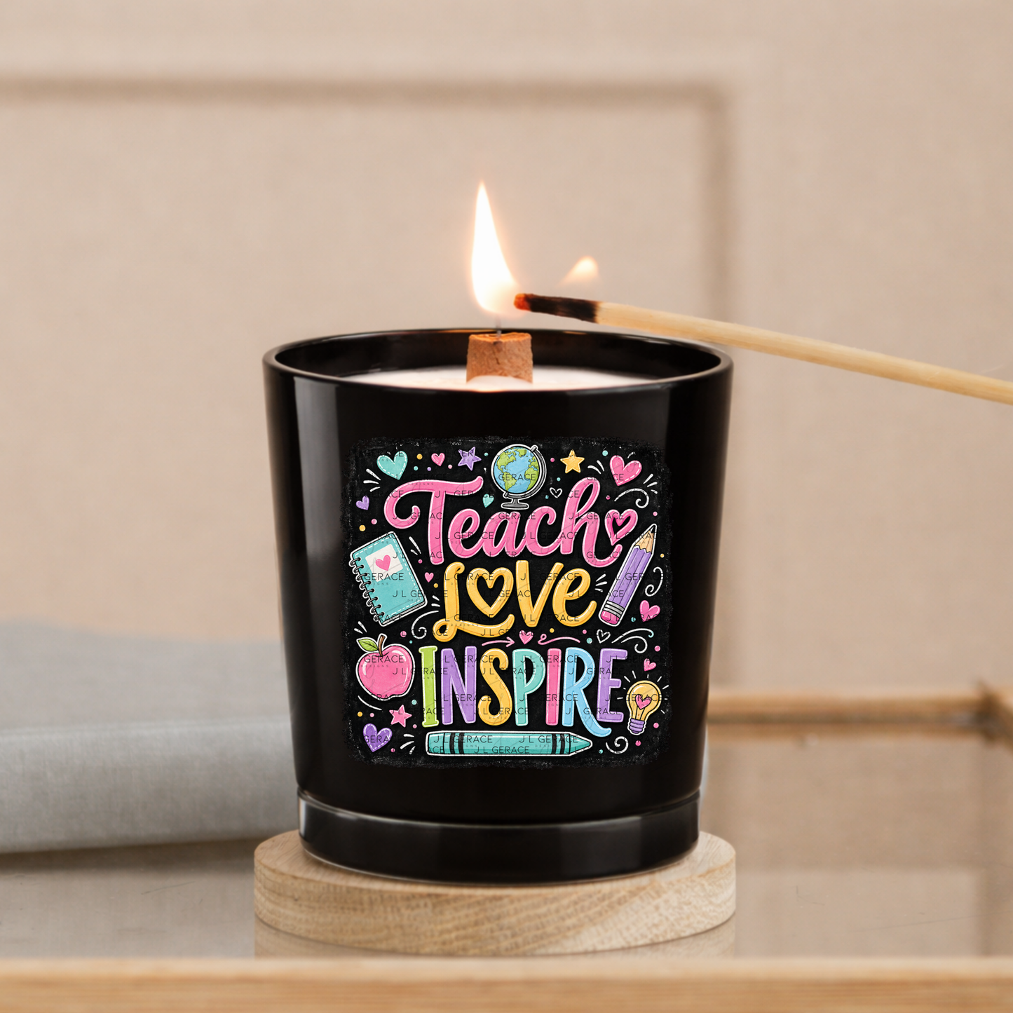 Teach Love Inspire Chalkboard Teacher PNG Digital Download