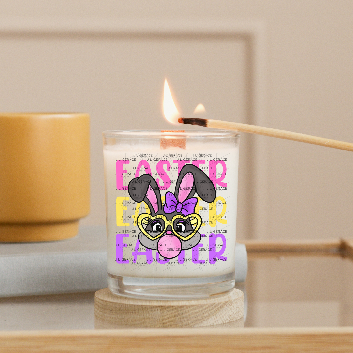 EASTER EASTER EASTER Bunny with Glasses Pink - Yellow - Purple PNG
