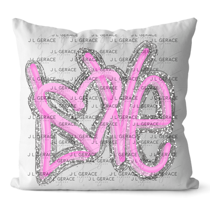 Pink Love Script PNG with String Glitter Outline