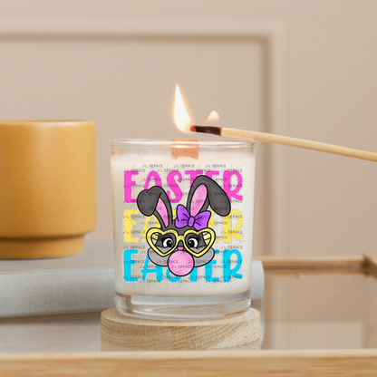 EASTER EASTER EASTER Bunny with Glasses Pink - Yellow - Blue - Chunky Glitter Outline PNG