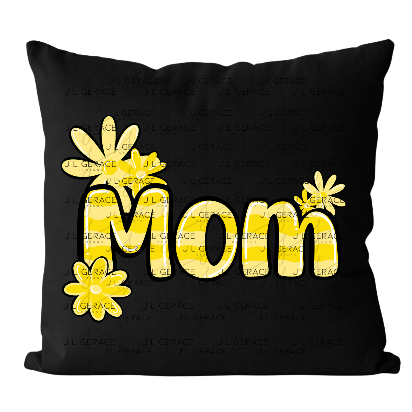 Mom Daisy and Stripes Floral Yellow PNG Design