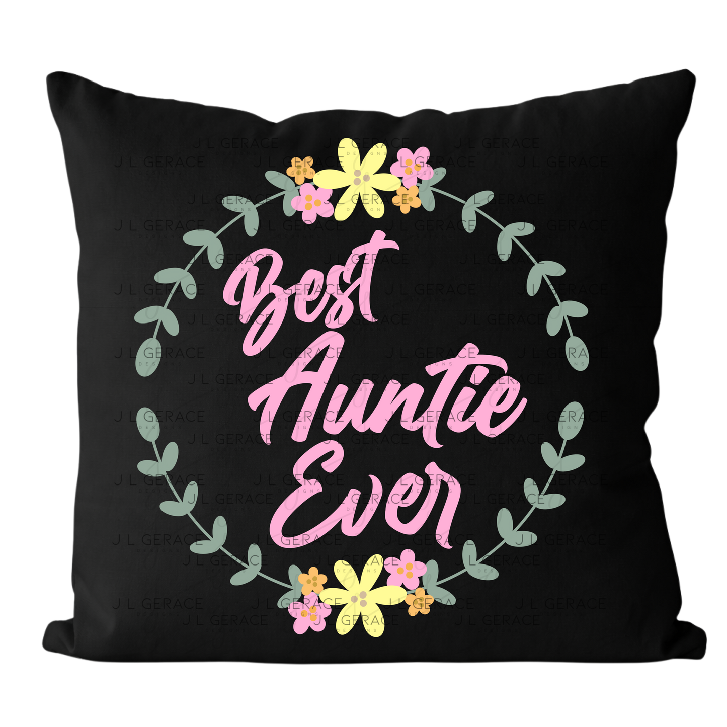 Best Auntie Ever PNG – Floral Wreath Script Sublimation Design