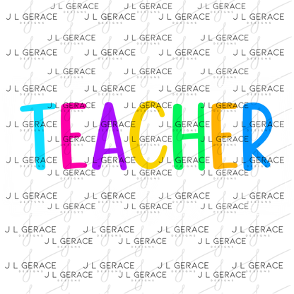 Teacher Vibes PNG Digital Download (4 Colors)