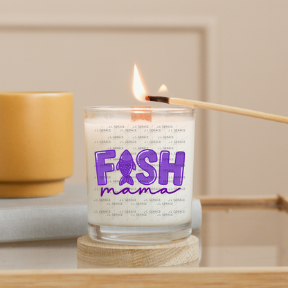 Fish Mama PNG – Purple Fishing Design with Fish Silhouette Letter