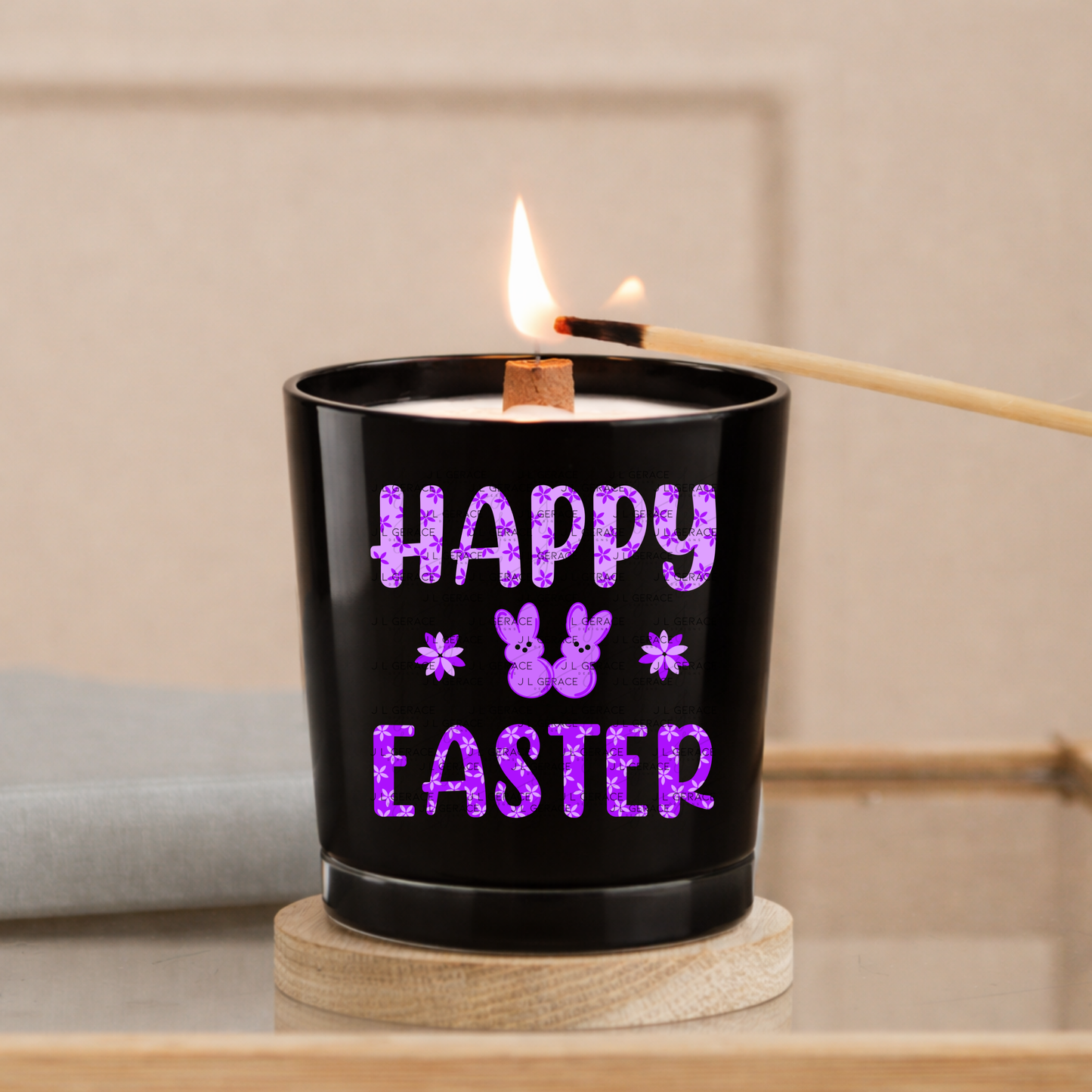 Happy Easter Purple Bunny Peep Flowers Clipart Sublimation PNG