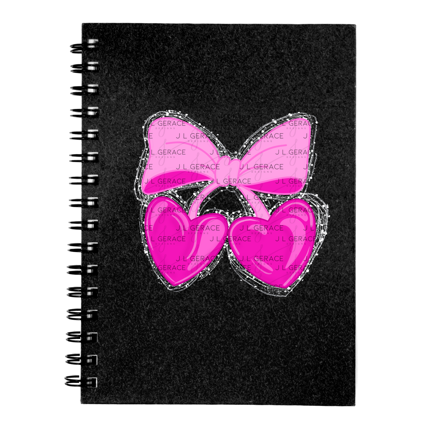 Pink Heart Cherries PNG with Bow String Glitter Design